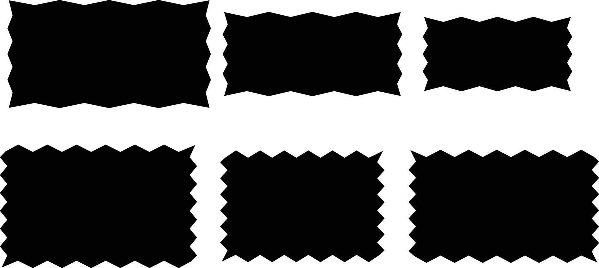 Vertical rectangular frames with scallop edges. rectangular shapes with wiggly borders. Empty square scalloped frames vector