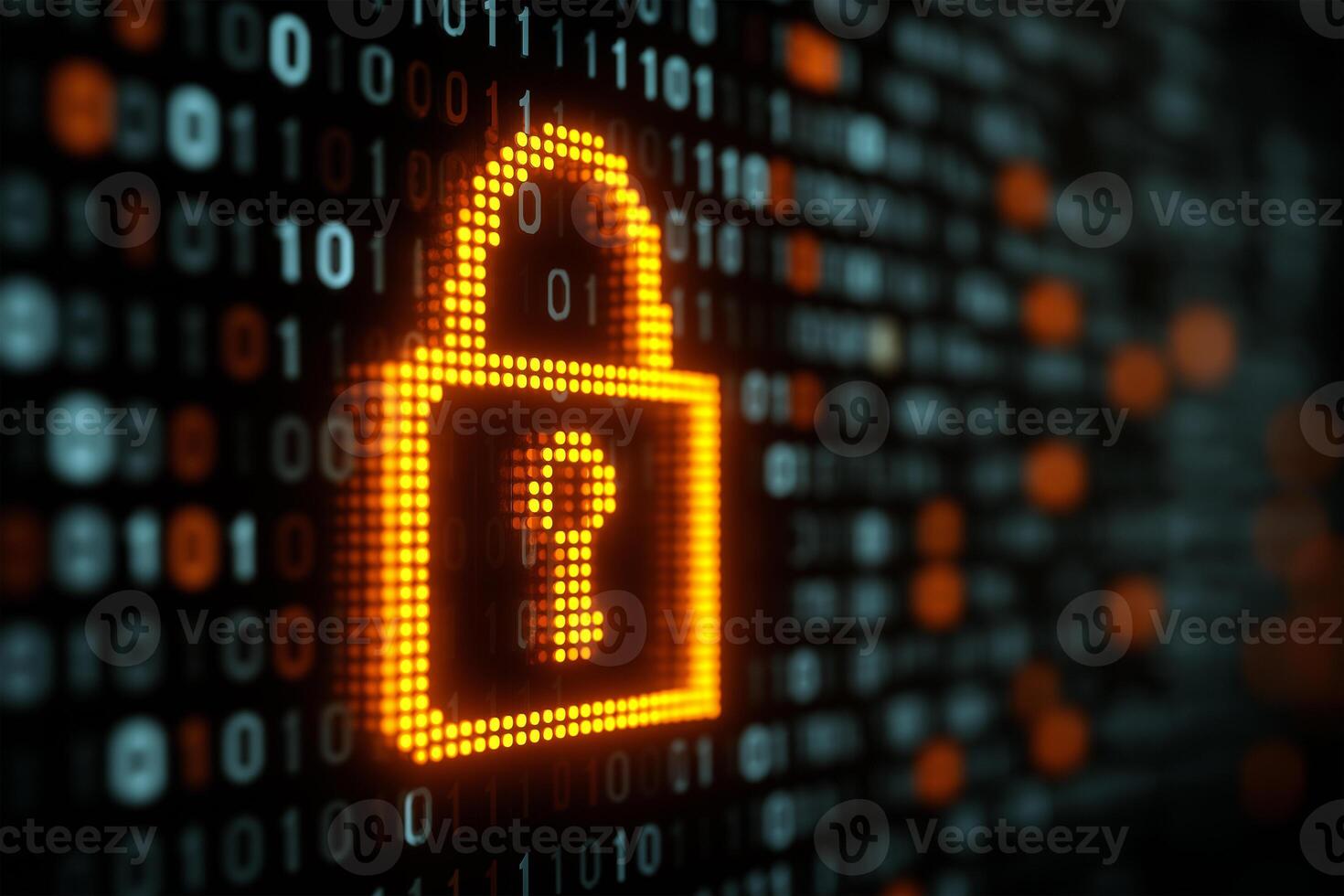 Security concept with digital padlock on binary code background photo