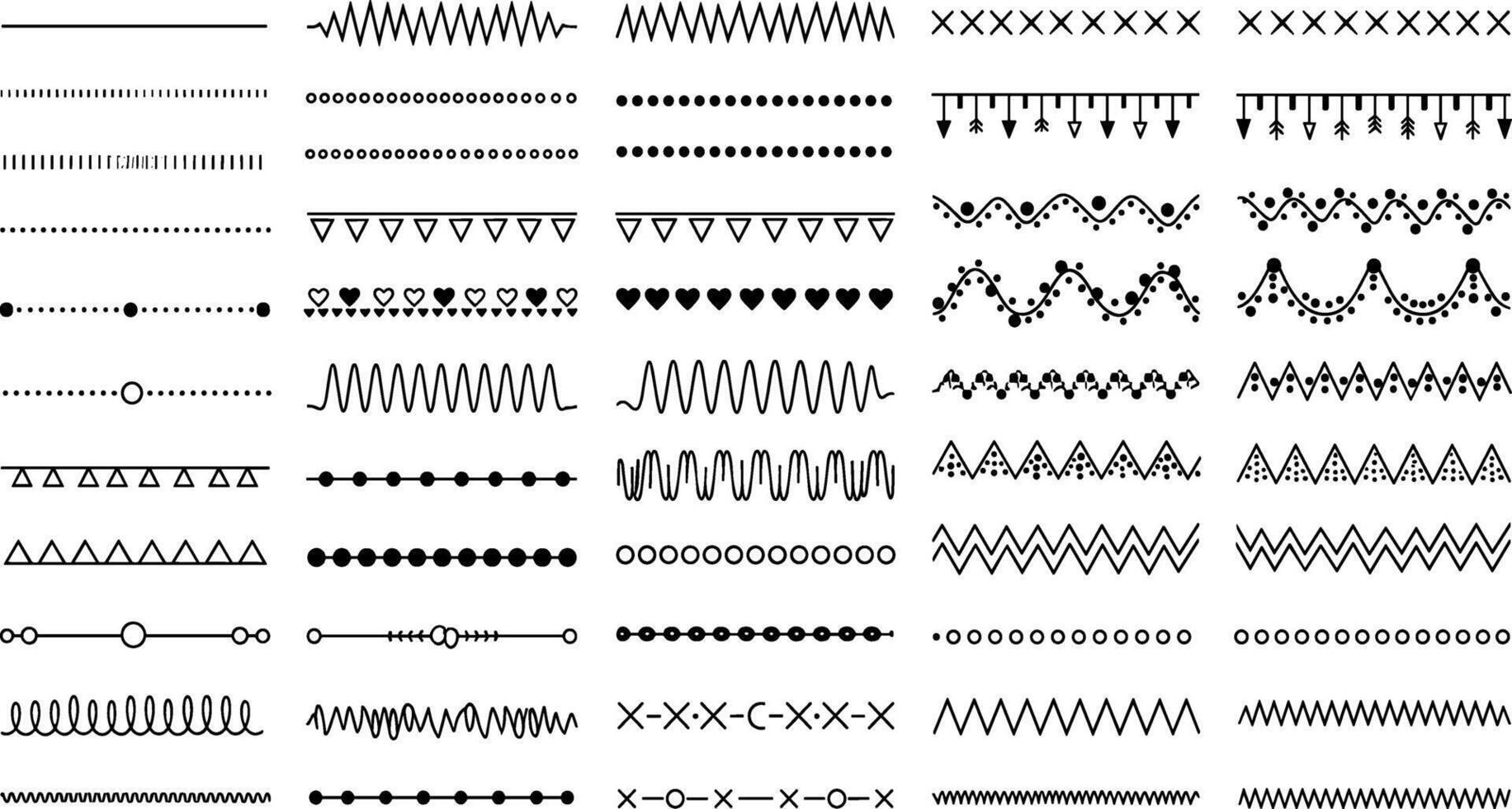 Collection of decorative line dividers, borders, and design elements for graphic design and layouts vector