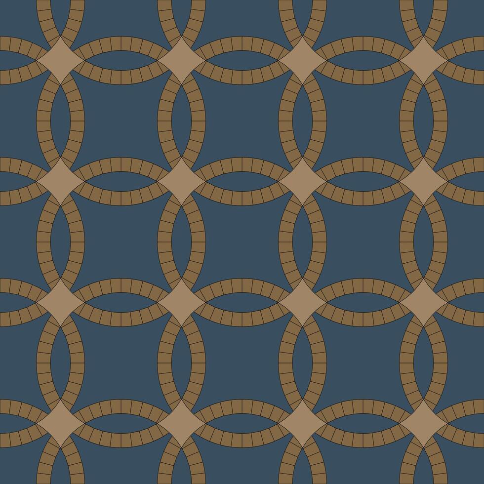 seamless geometric circles and chain damask pattern vector