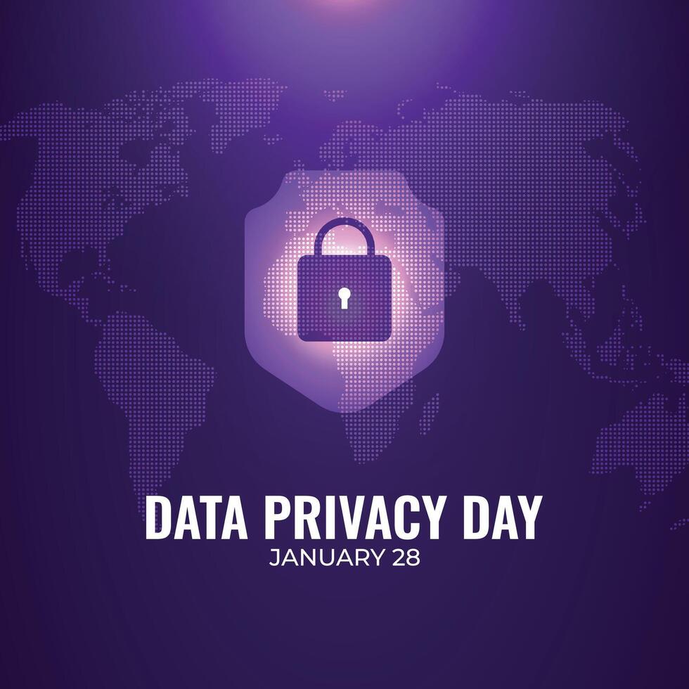 Cyber data privacy concept. Lock symbol connecting network on blue background. vector