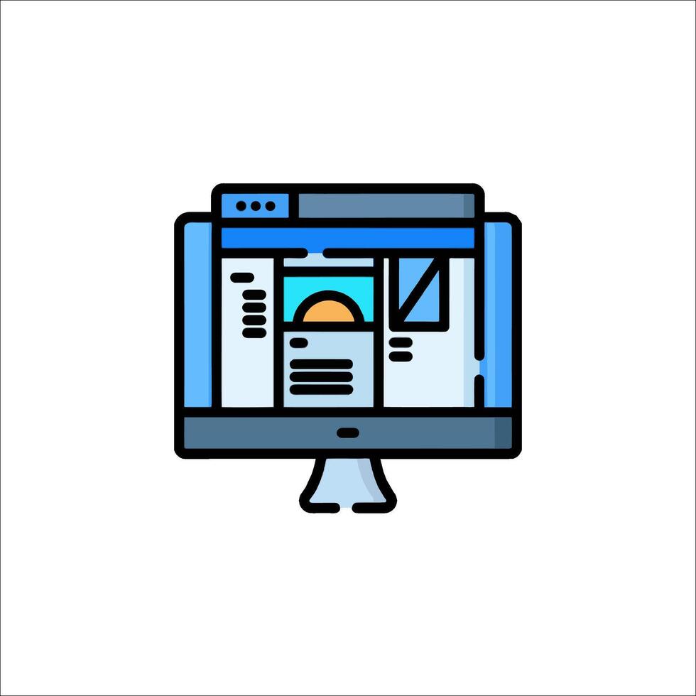 Website Design on Computer Screen Icon Web Development, web page vector