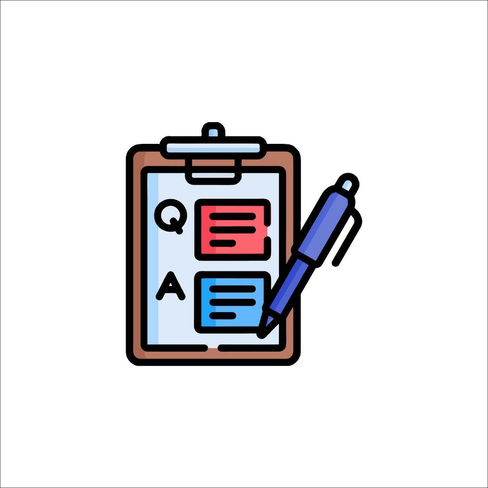 QA Clipboard Icon Questions and Answers Survey Feedback, questionnaire vector