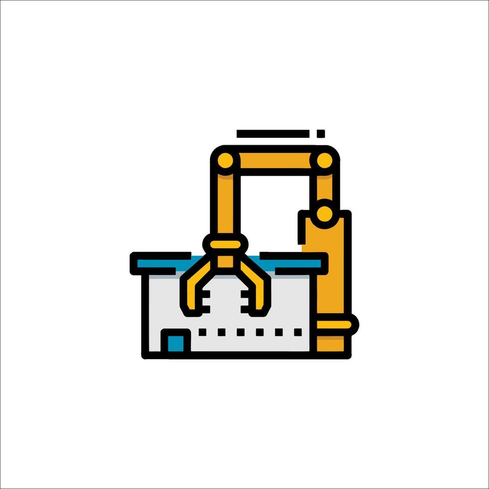Robotic Arm Automation Manufacturing Industry Icon , automated vector
