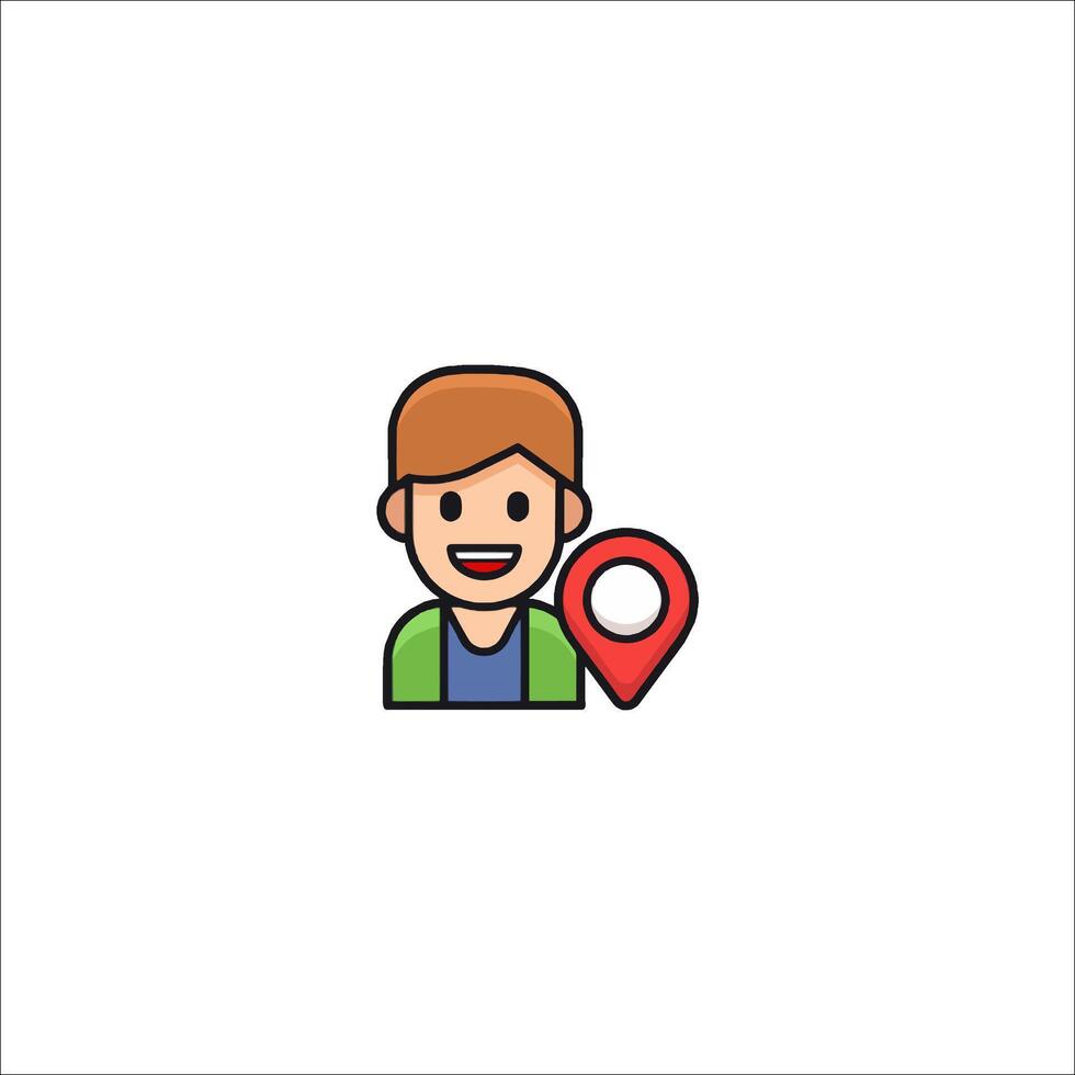 Location Finder Icon Man with Map Pin Pointer Navigation, destination vector