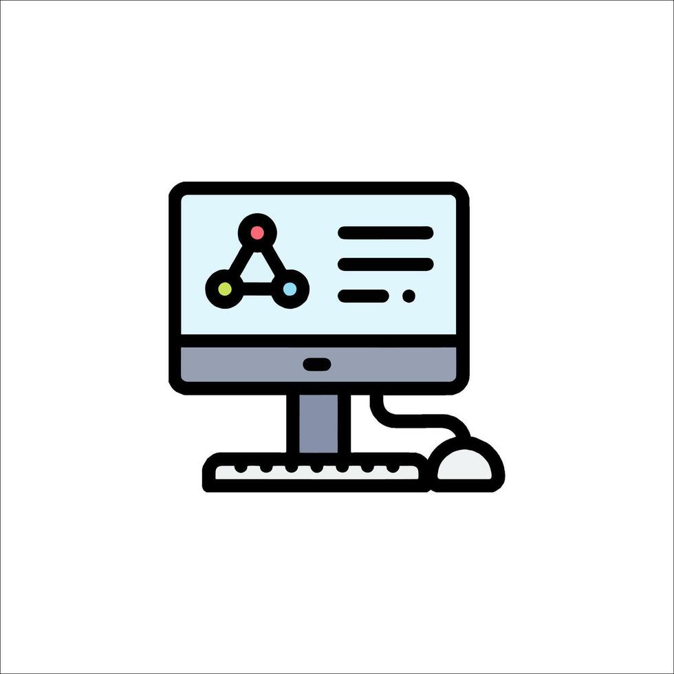 computadora red icono datos análisis conexión tecnología, ilustración vector