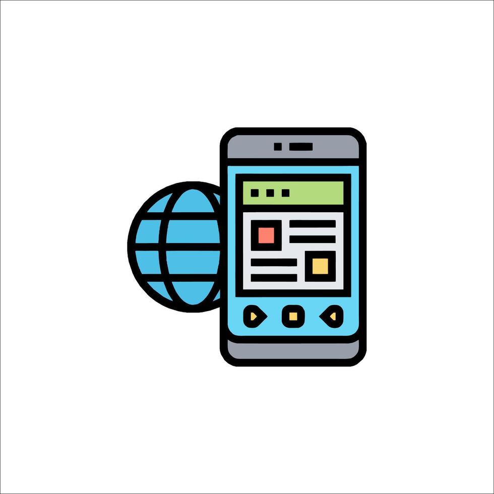 Mobile Internet Icon Smartphone Globe Online Access, technology vector