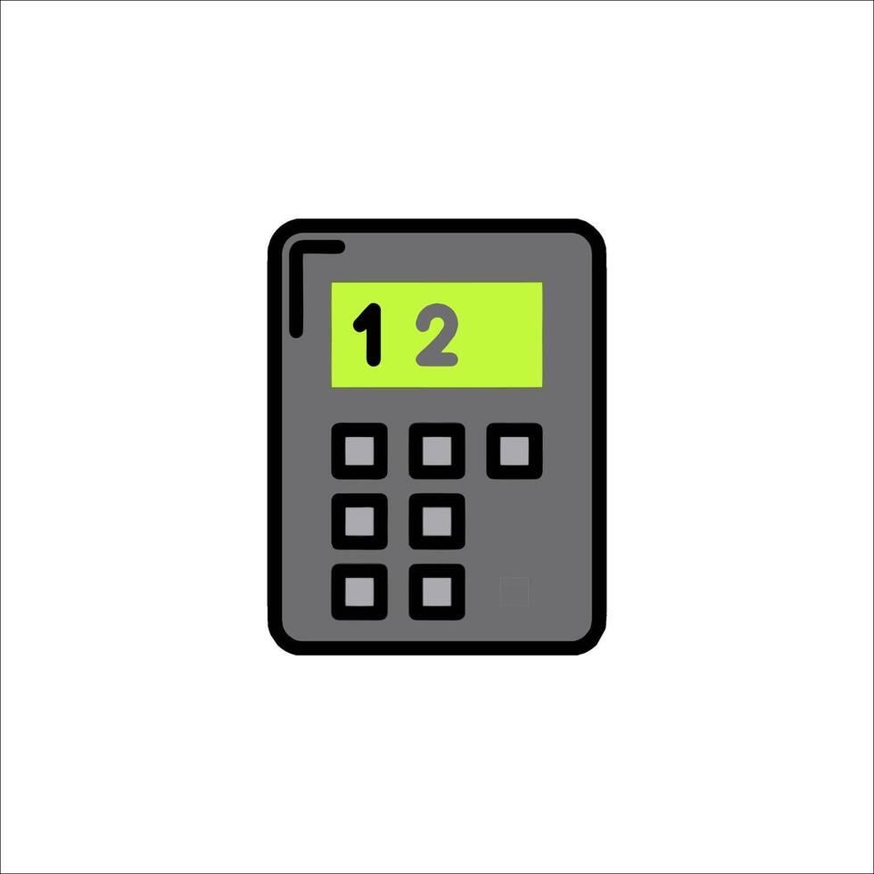 Calculator Icon Simple Digital Display with Number 12, keypad vector
