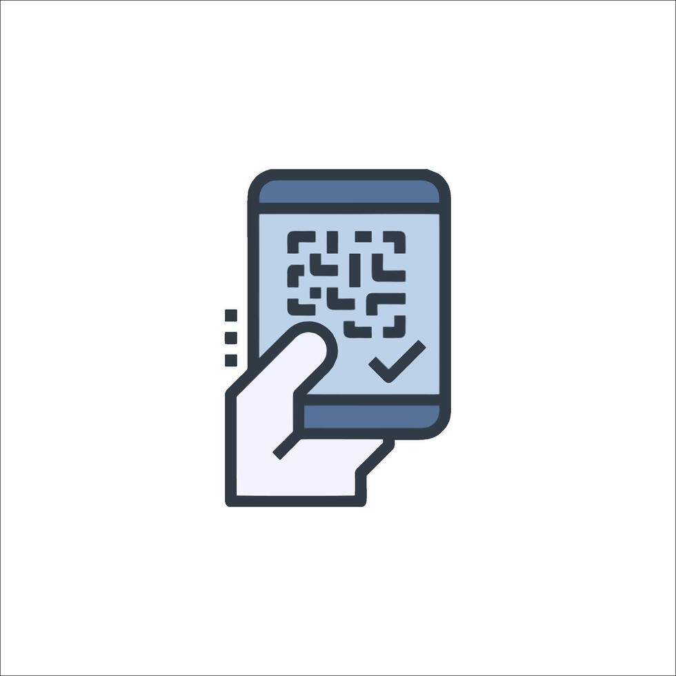 QR Code Scan on Smartphone Mobile Payment Digital Technology, secure transaction vector