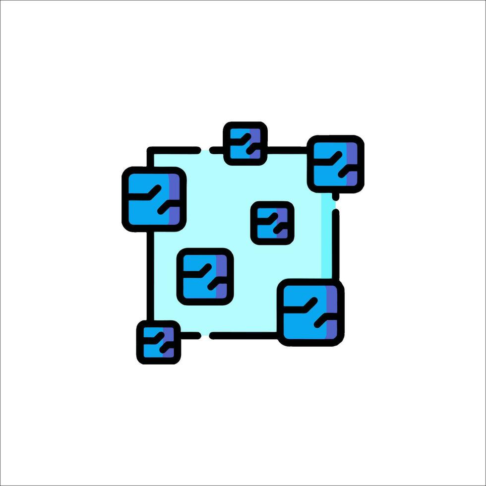 Blockchain Network Icon Distributed Ledger Technology Connection, secure vector