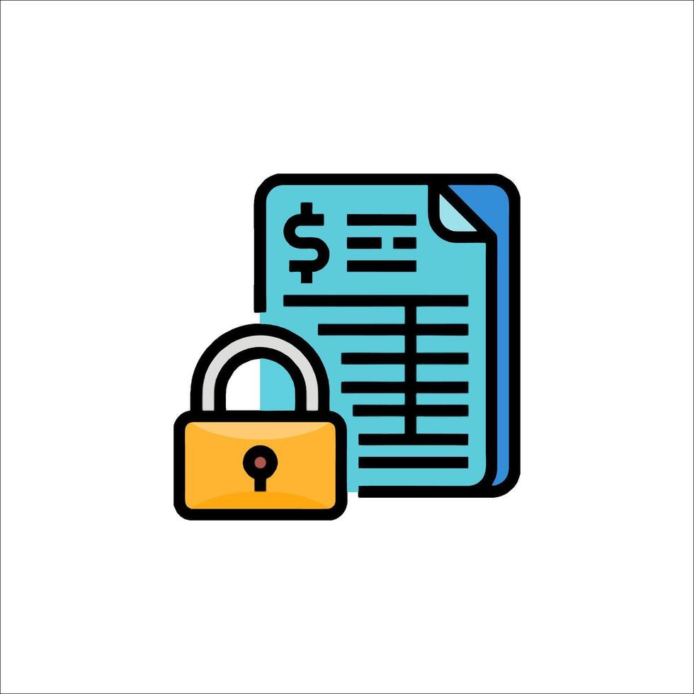 Secure Invoice Payment Financial Data Security Icon, padlock vector