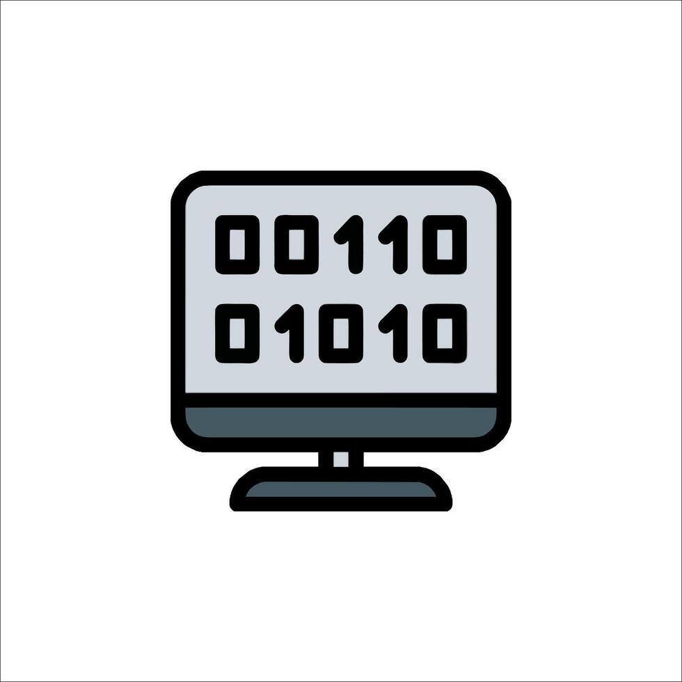 binario código en computadora monitor datos programación él, digital vector