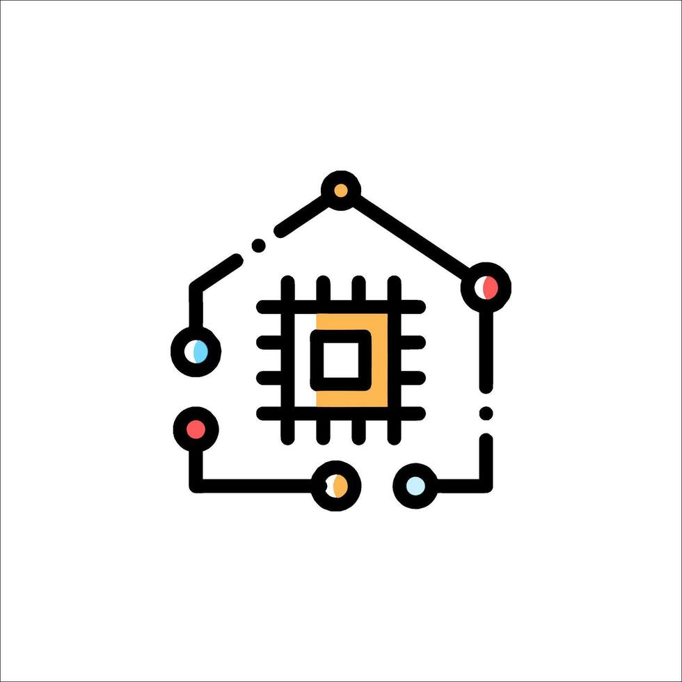 Smart Home Technology Icon CPU Connectivity Automation, flat design vector