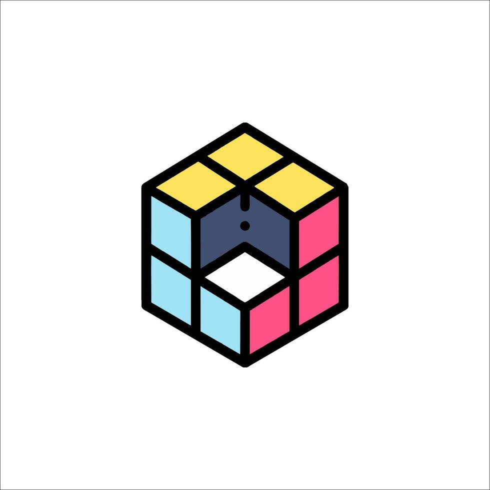 Cube Icon Isometric 3D Block Puzzle Colorful Design vector