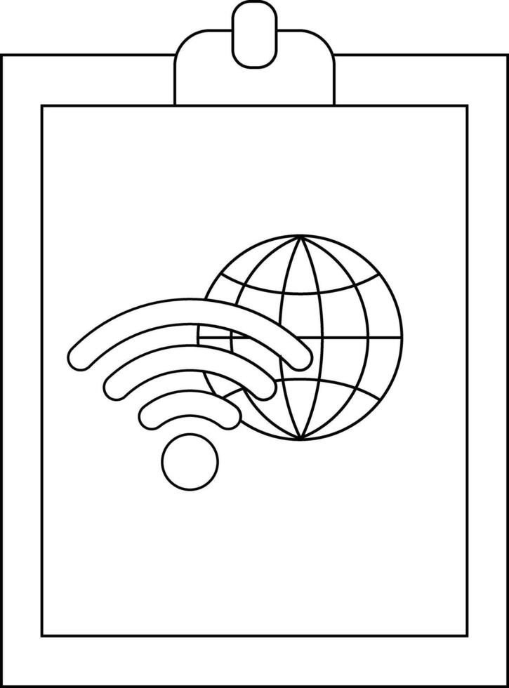 Clipboard with globe and wifi symbol outlining global network access or internet service vector