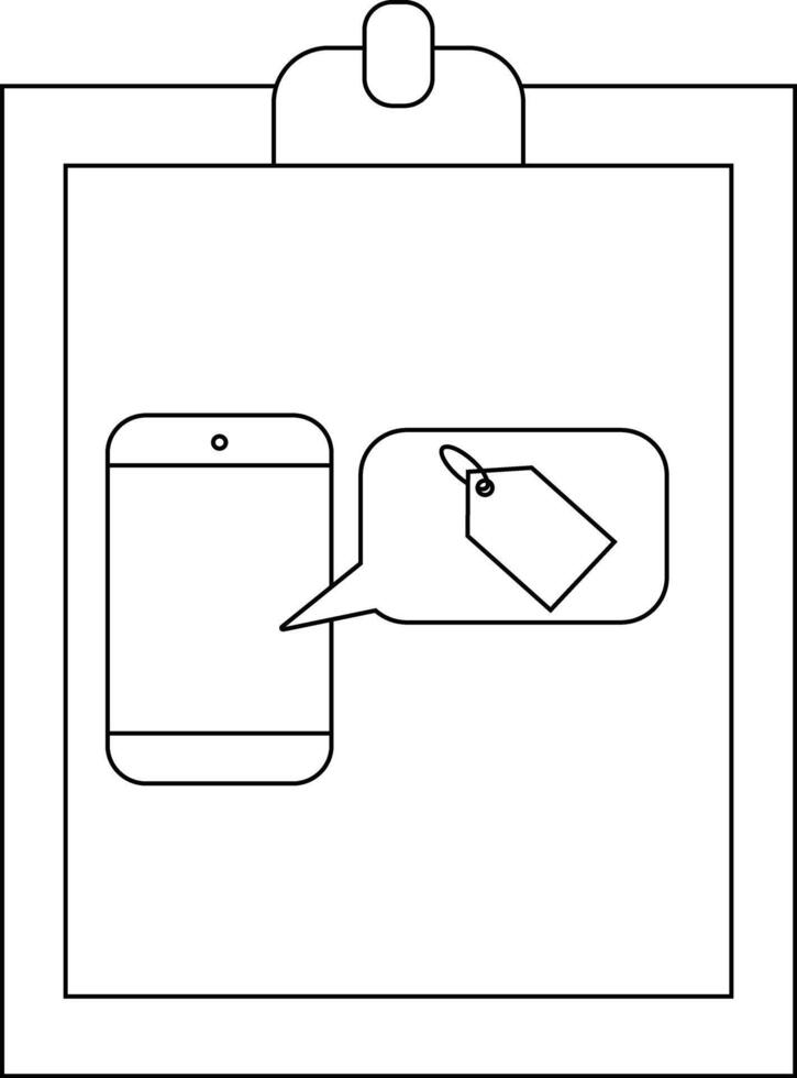 Clipboard with phone tag icon in bubble Simplistic design vector
