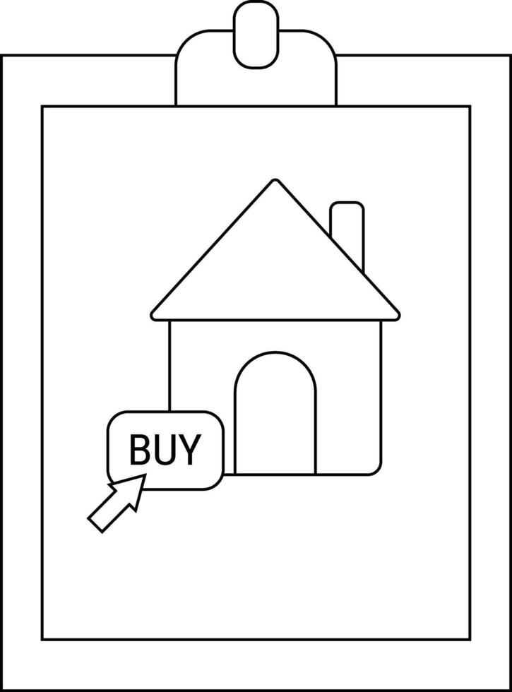 House on a clipboard with a BUY button and cursor vector