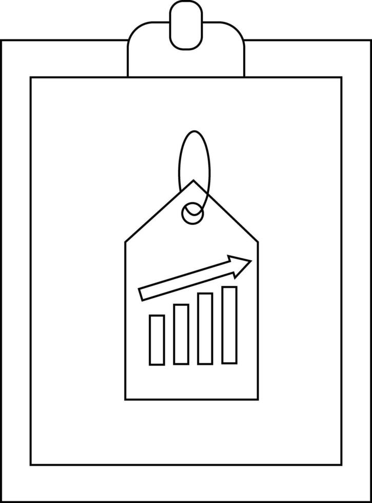 Tag on a clipboard shows a bar graph with an upwardspointing arrow vector