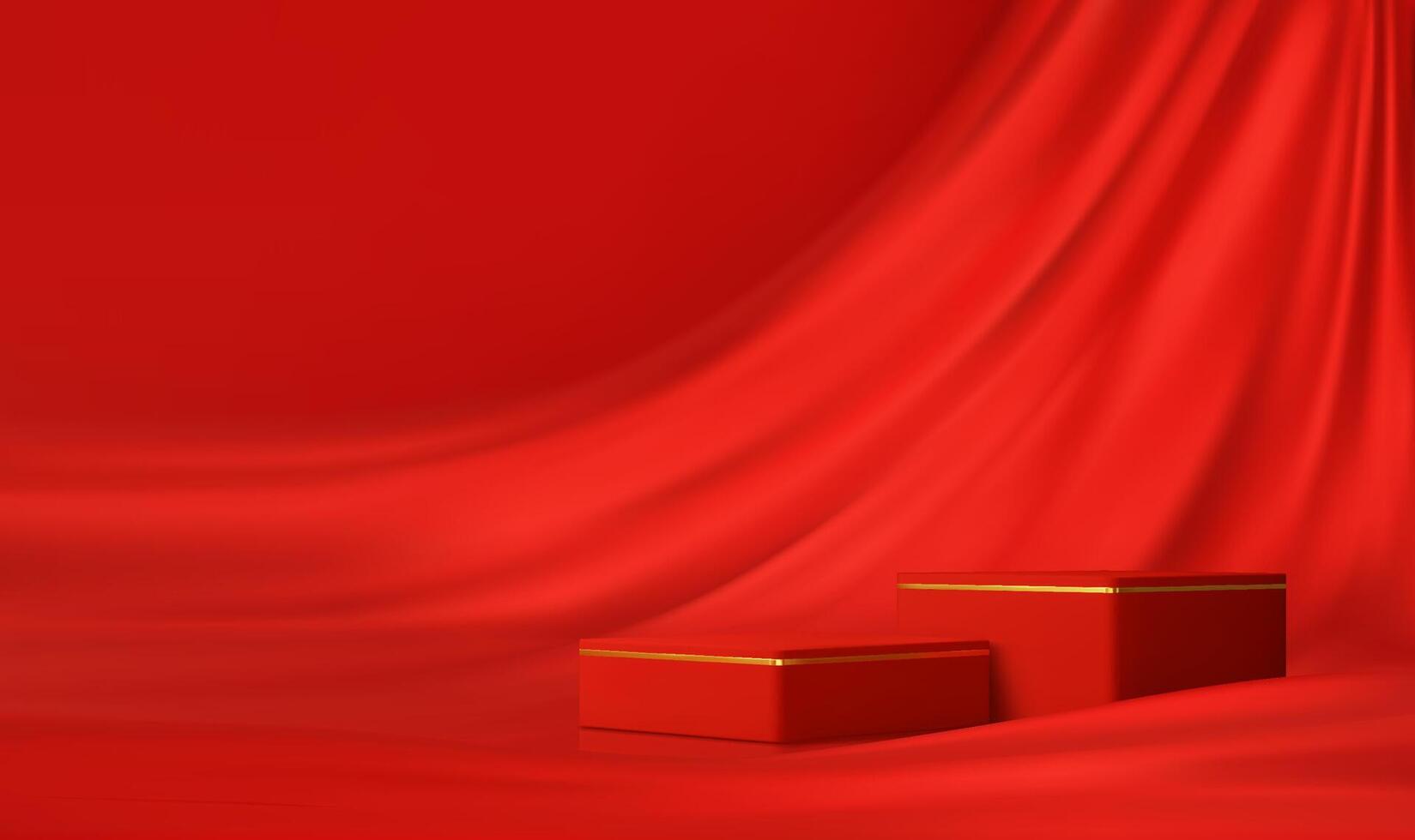 Red decorative boxes on fabric vector