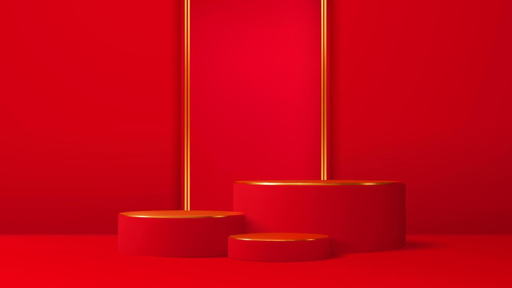 Red podiums with gold accents vector