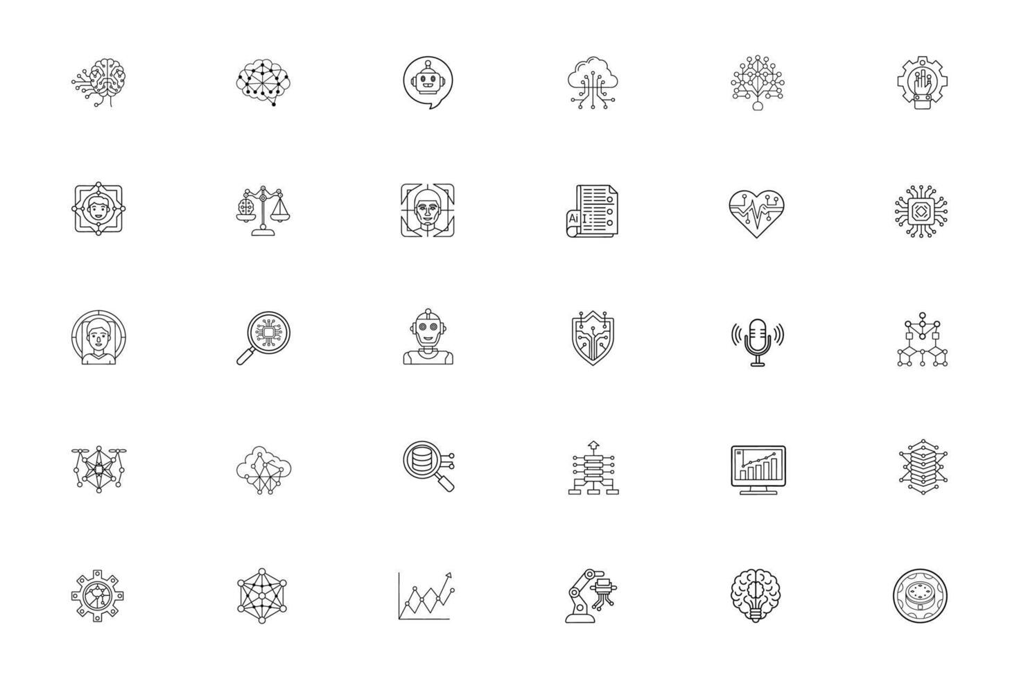 Collection of abstract geometric symbols and glyphs in a grid layout vector