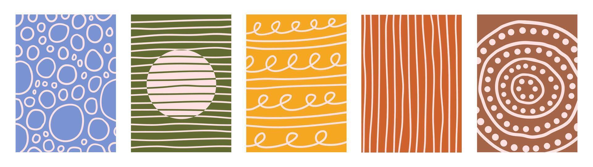 Abstract set vertical creative backgrounds with dynamic linear waves. Trendy illustration in style retro vector