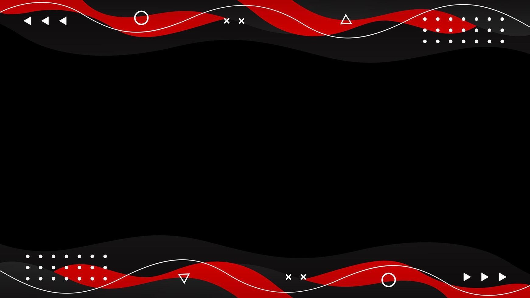 Abstract black and red wave background with geometric shapes and lines vector