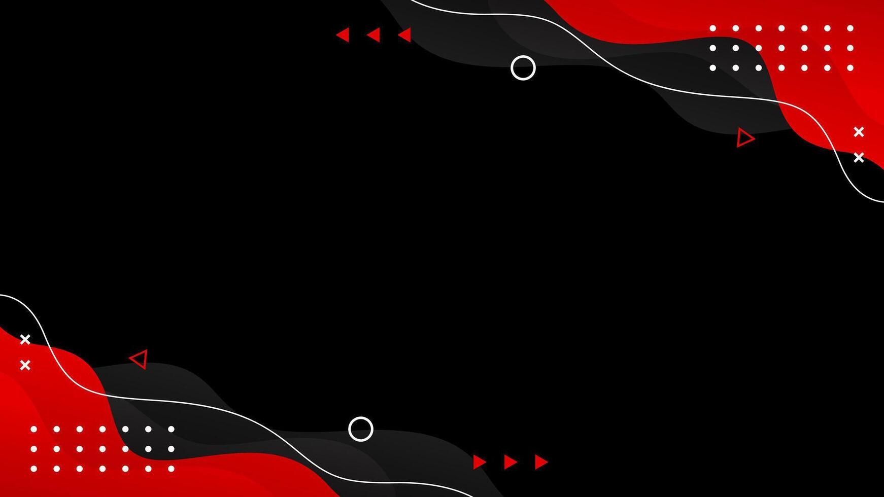 Black and red wave background with geometric shapes and lines vector