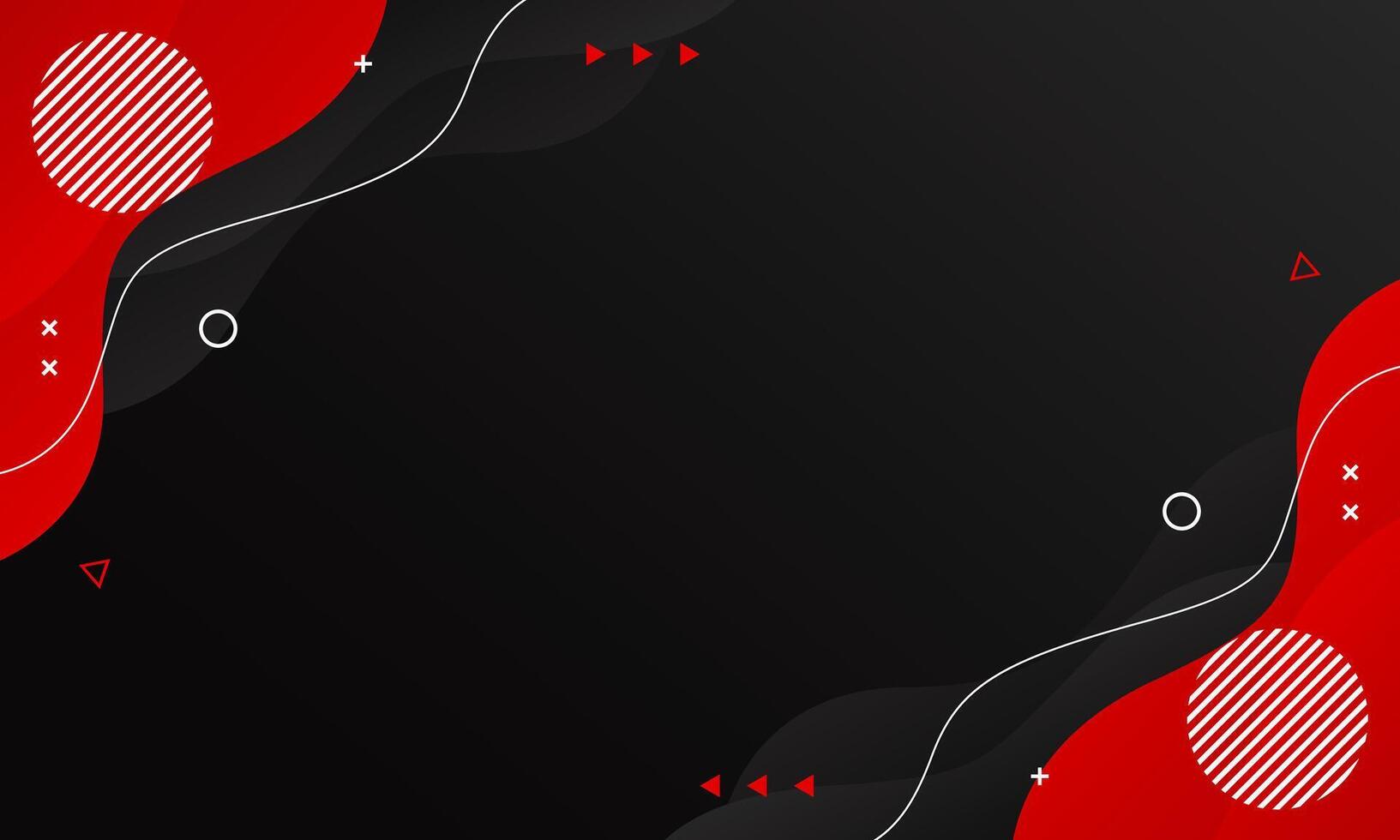 Modern black and red wave background with geometric shapes and lines vector