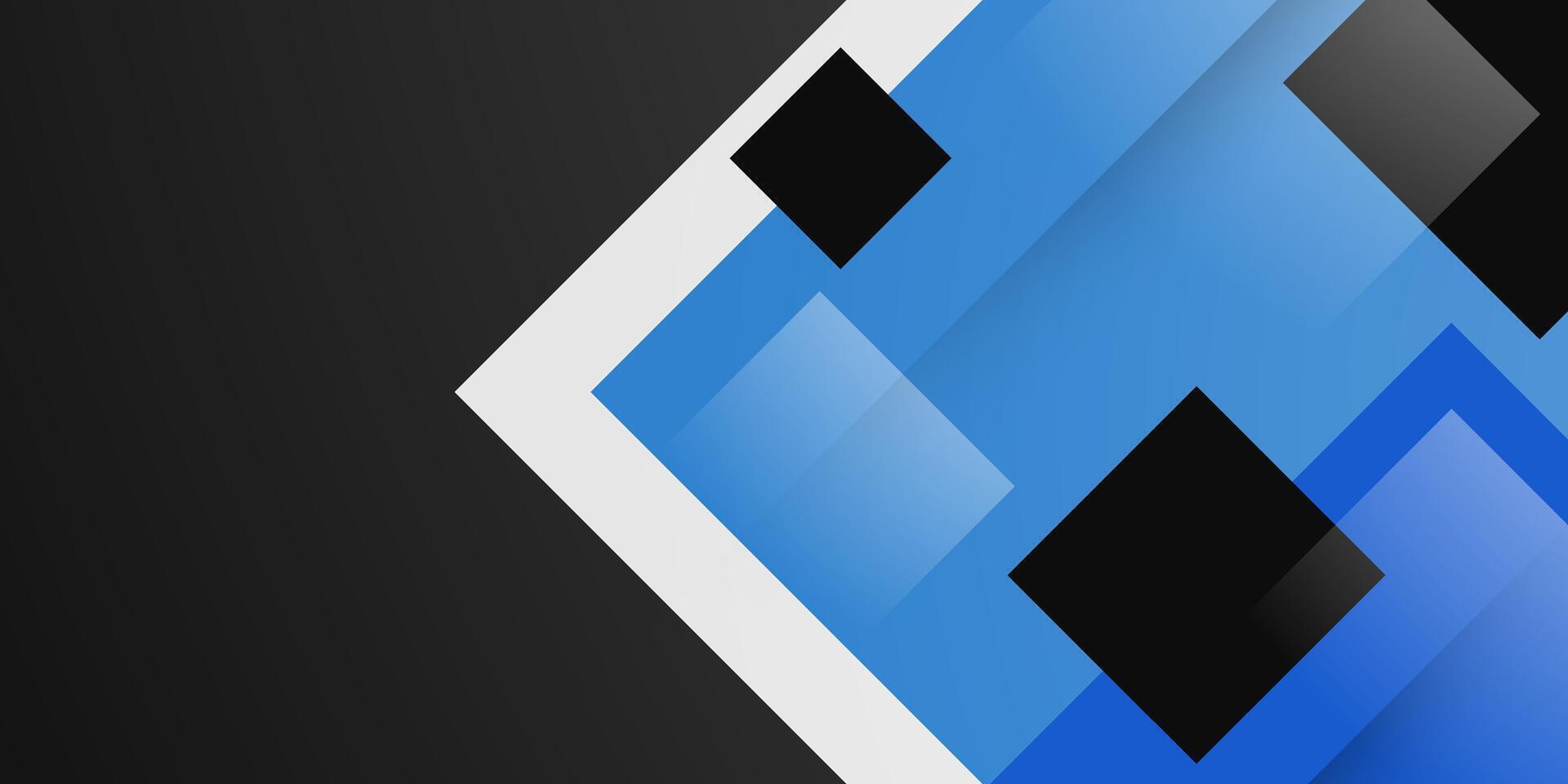 Abstract dark banner with overlap blue square shapes pattern concept. Smart background design. vector