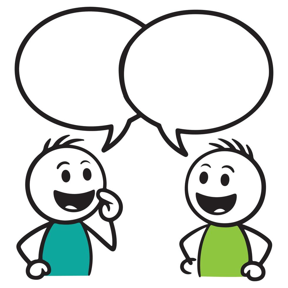 Stick Figures in Conversation with Speech Bubbles vector