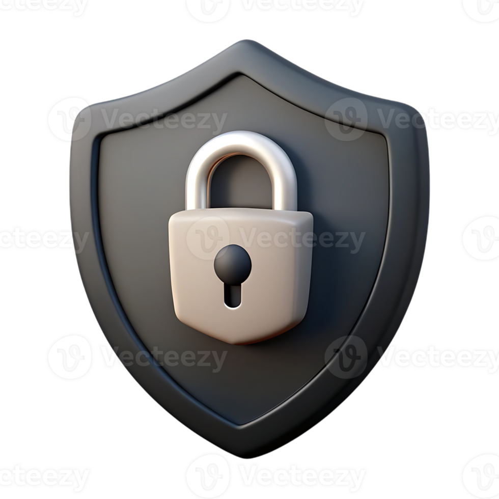Secure shield with padlock icon symbolizing digital security data protection and privacy transparent background png