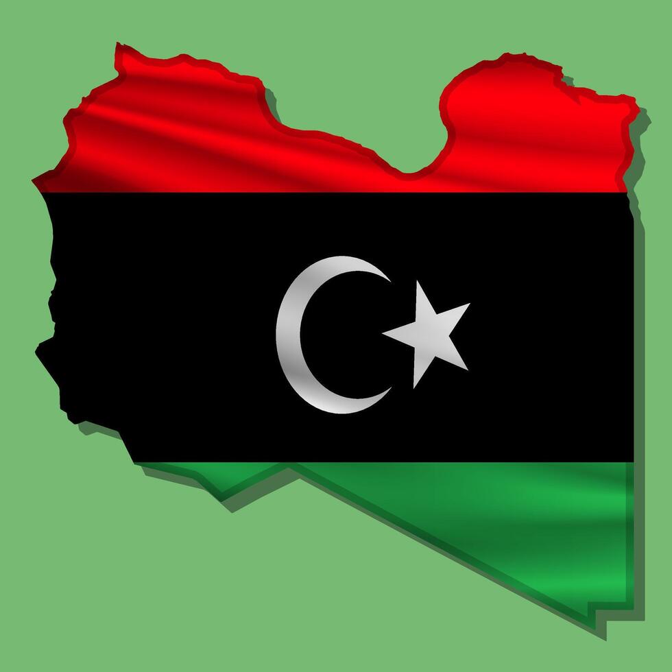 flag Libya in the form of a map vector