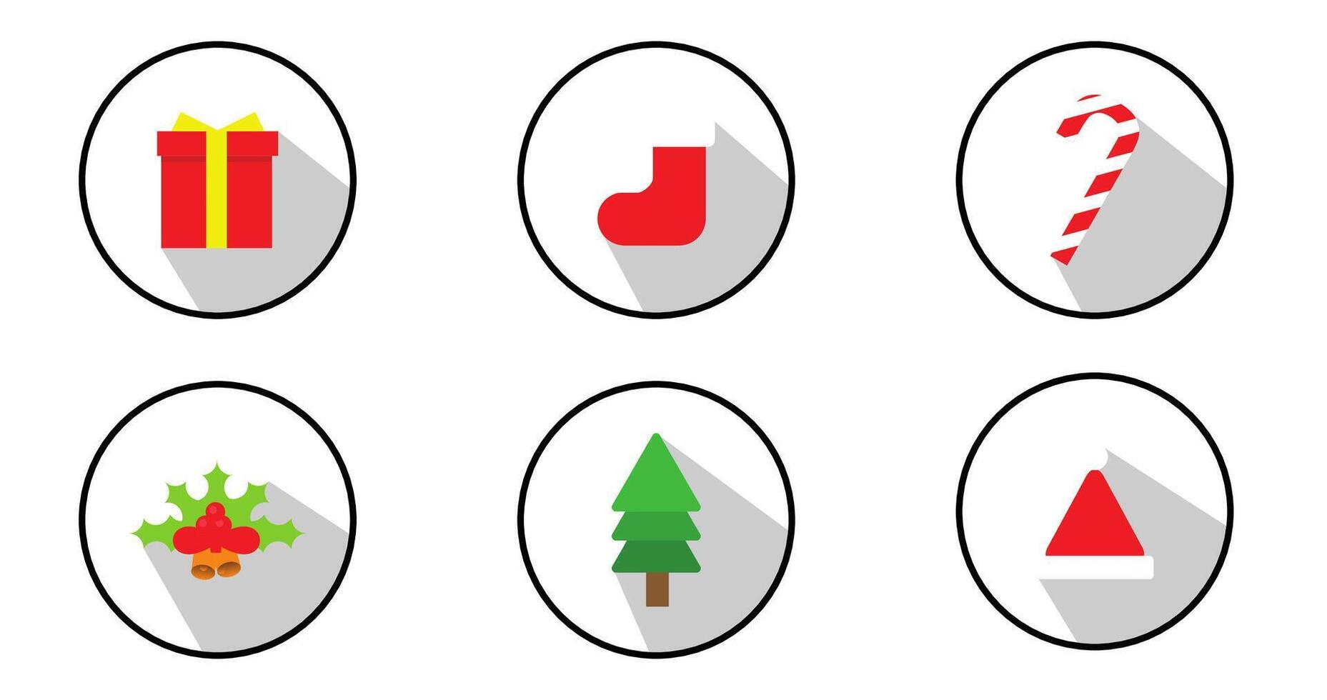 conjunto de Navidad íconos en círculos en plano estilo para web página elementos y gráficos diseño vector