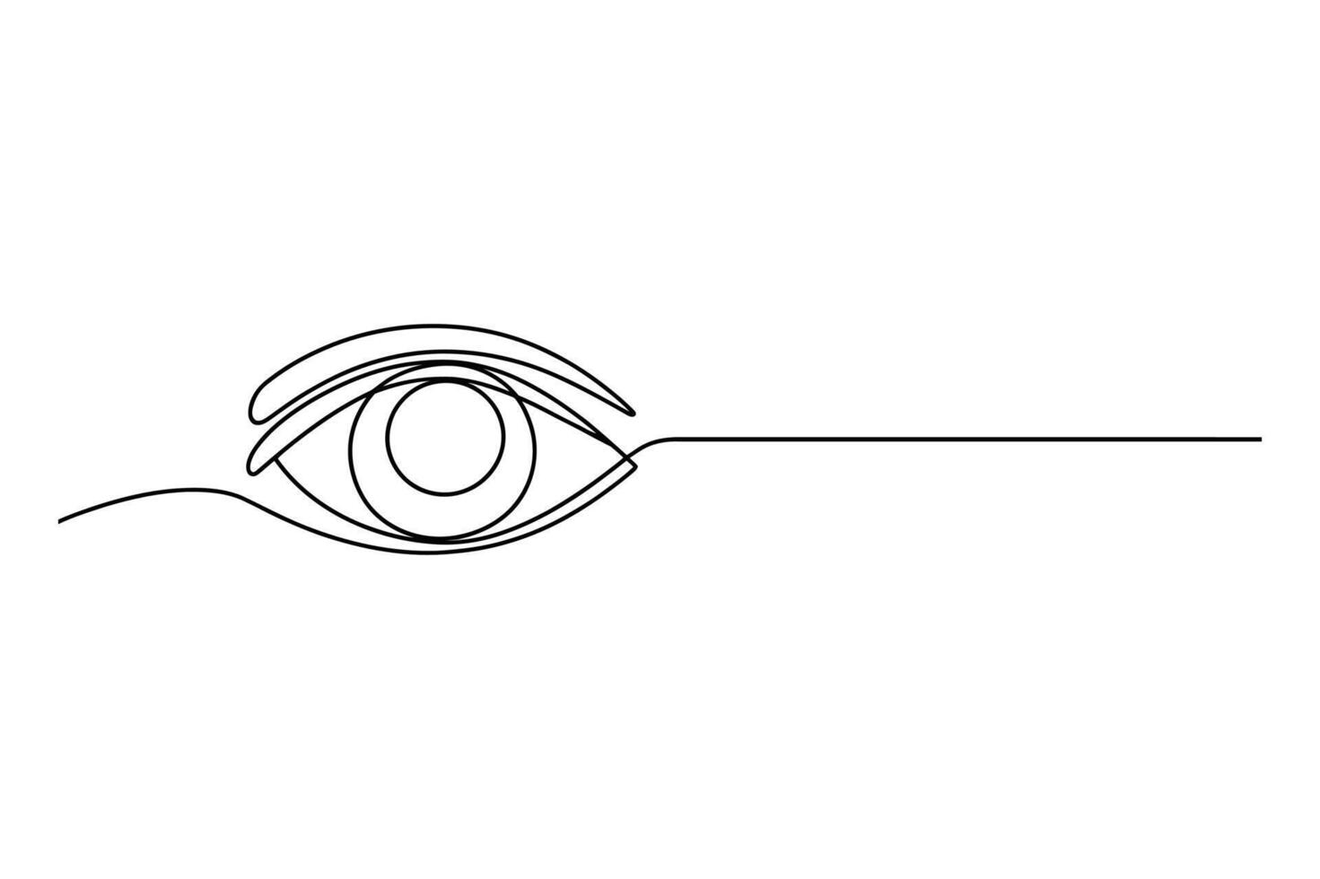 Minimalist single line drawing of a human eye with a long extended pupil and iris on a white background vector