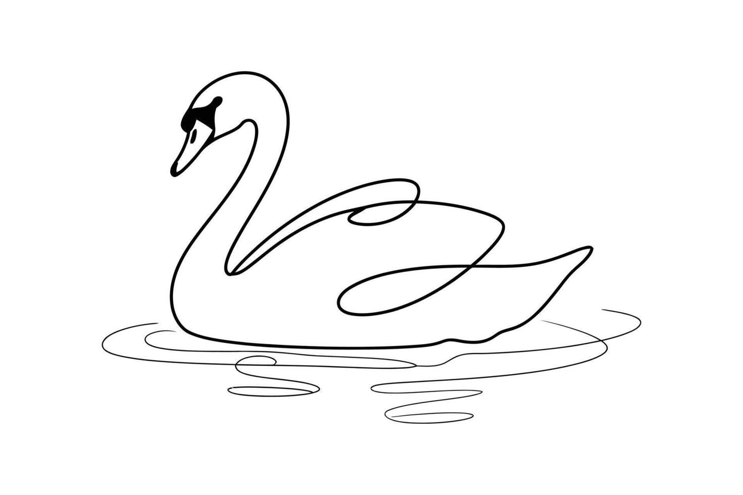 Elegant single line drawing of a graceful swan floating serenely on rippling water creating a minimalist artistic representation vector