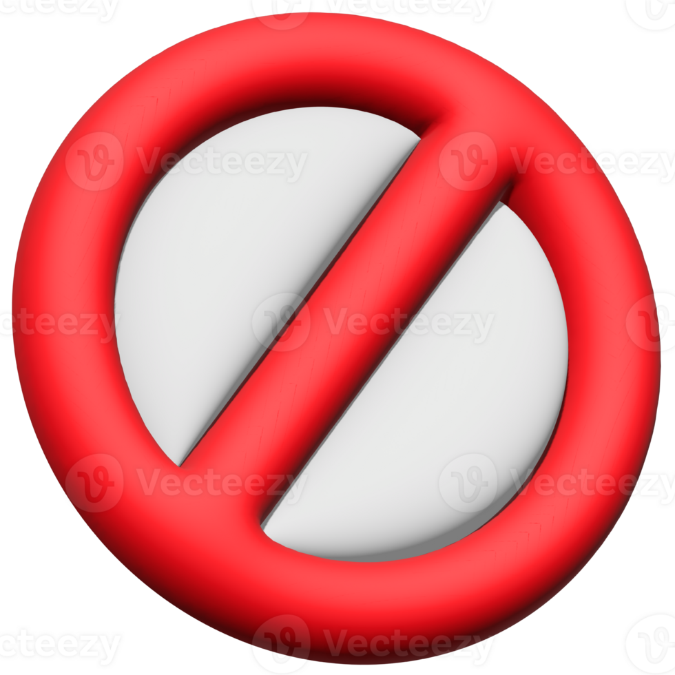 vermelho não placa símbolo, círculo com diagonal linha, proibição restrição aviso, isolado em transparente fundo, 3d Renderização png