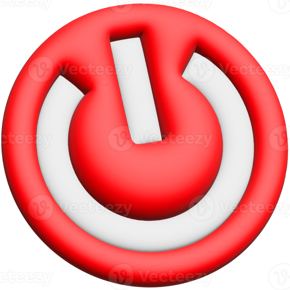 rosso e bianca 3d energia pulsante isolato su trasparente sfondo, stand-by su via simbolo interruttore, 3d interpretazione digitale arte png