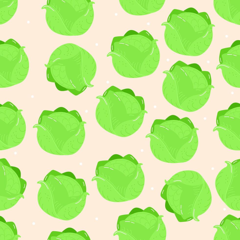Cabbage vegetable repeating pattern on light background vector