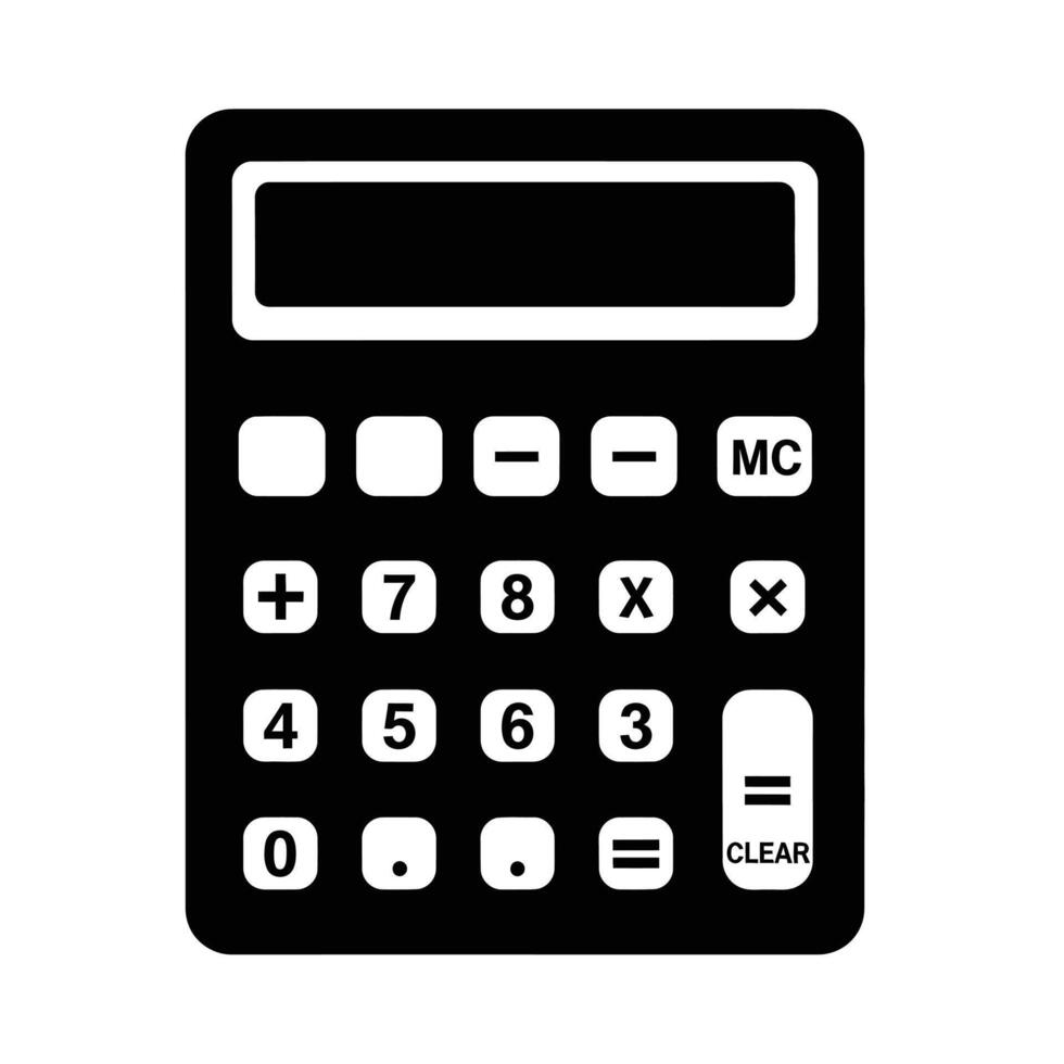 Black Calculator Icon - Simple Digital Device for Math and Finance, design vector