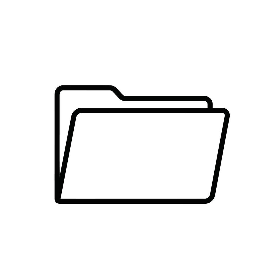 Simple Black Folder Icon, Open Document Organizer Symbol, Clean Line Art, database vector