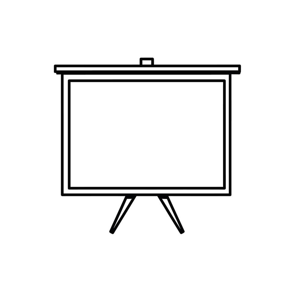 Simple Line Drawing of a Presentation Whiteboard on a Stand, diagram vector