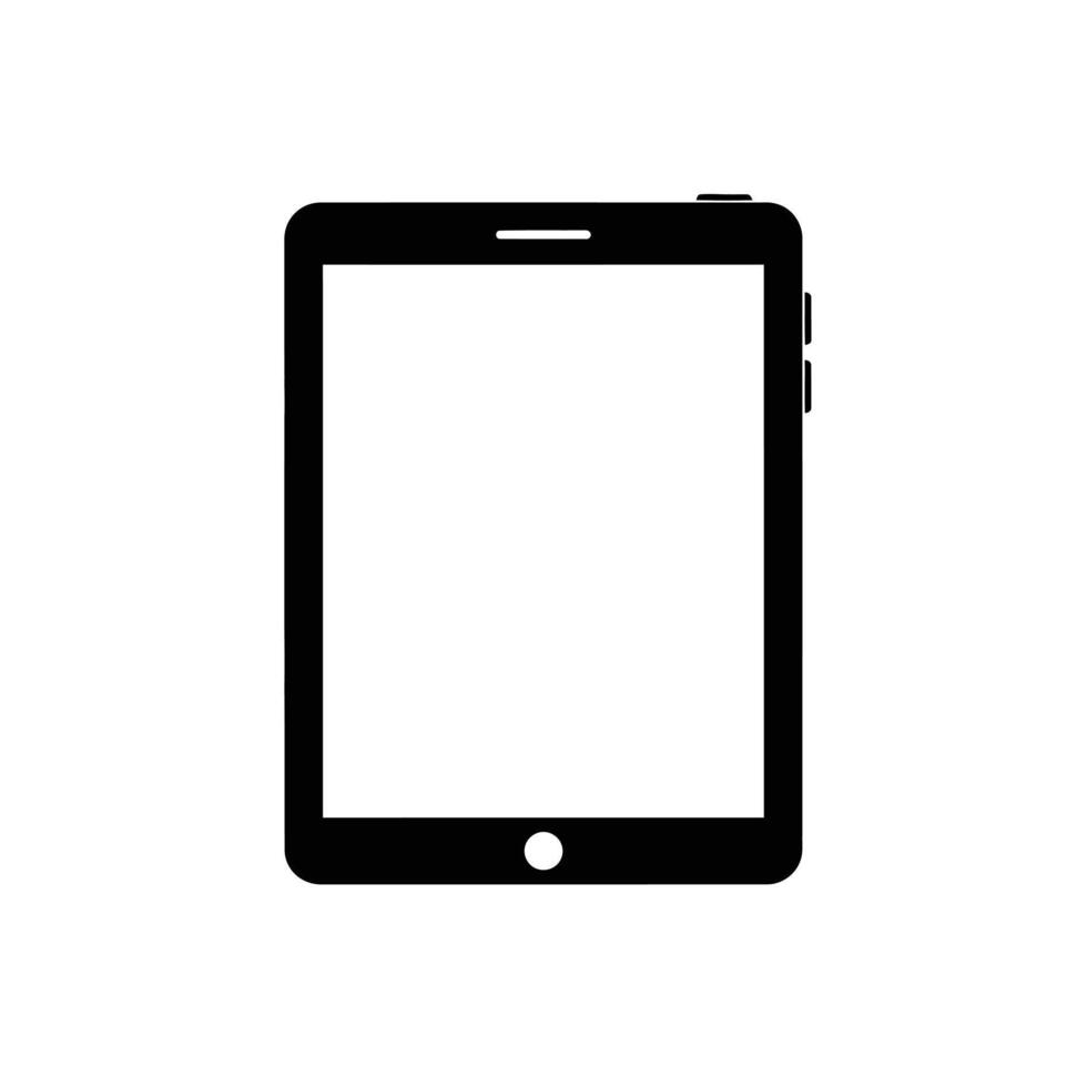 Black Tablet Icon with Blank White Screen, Isolated on White Background, ui vector