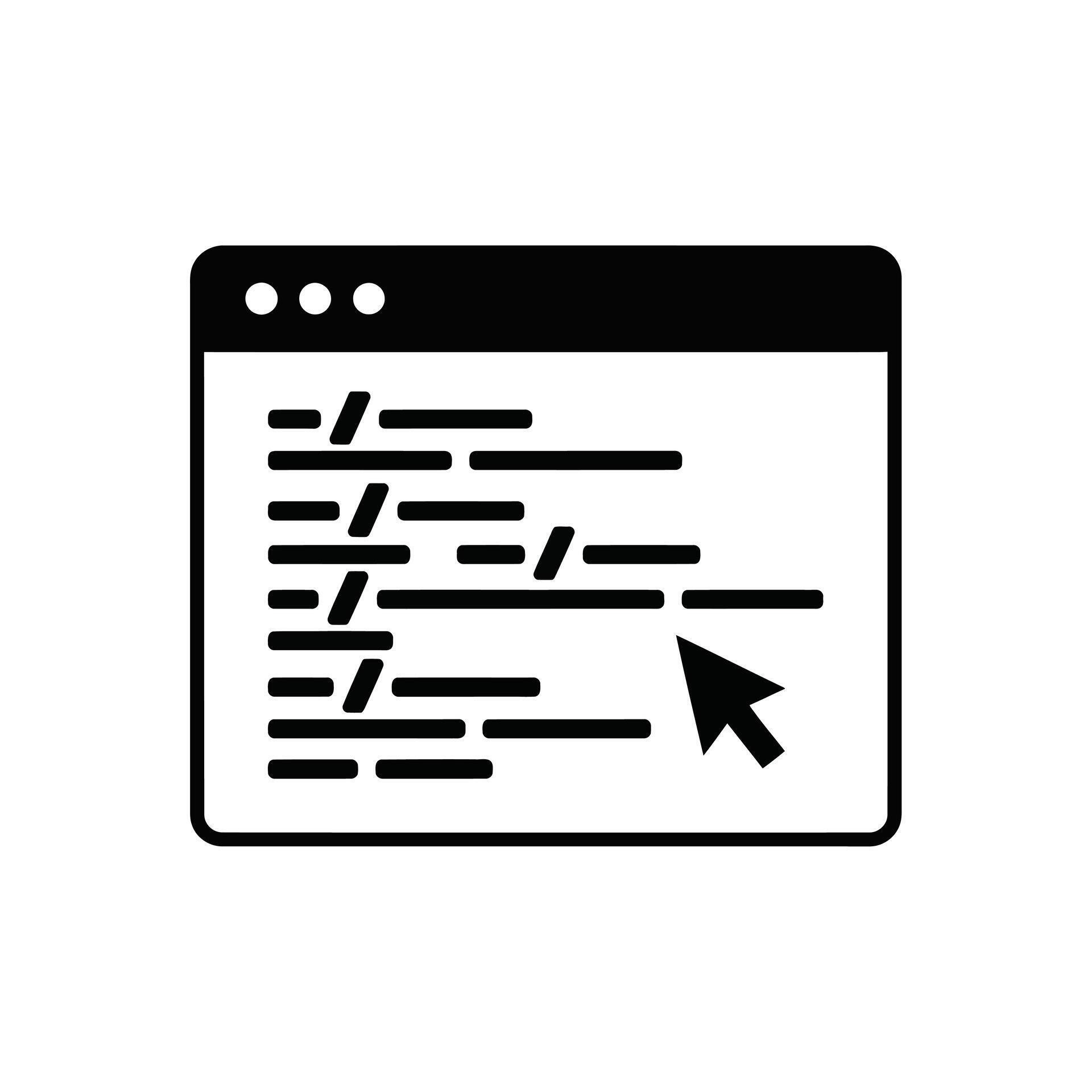 Coding Icon Cursor Clicking on Code Lines in Browser Window, UI ...