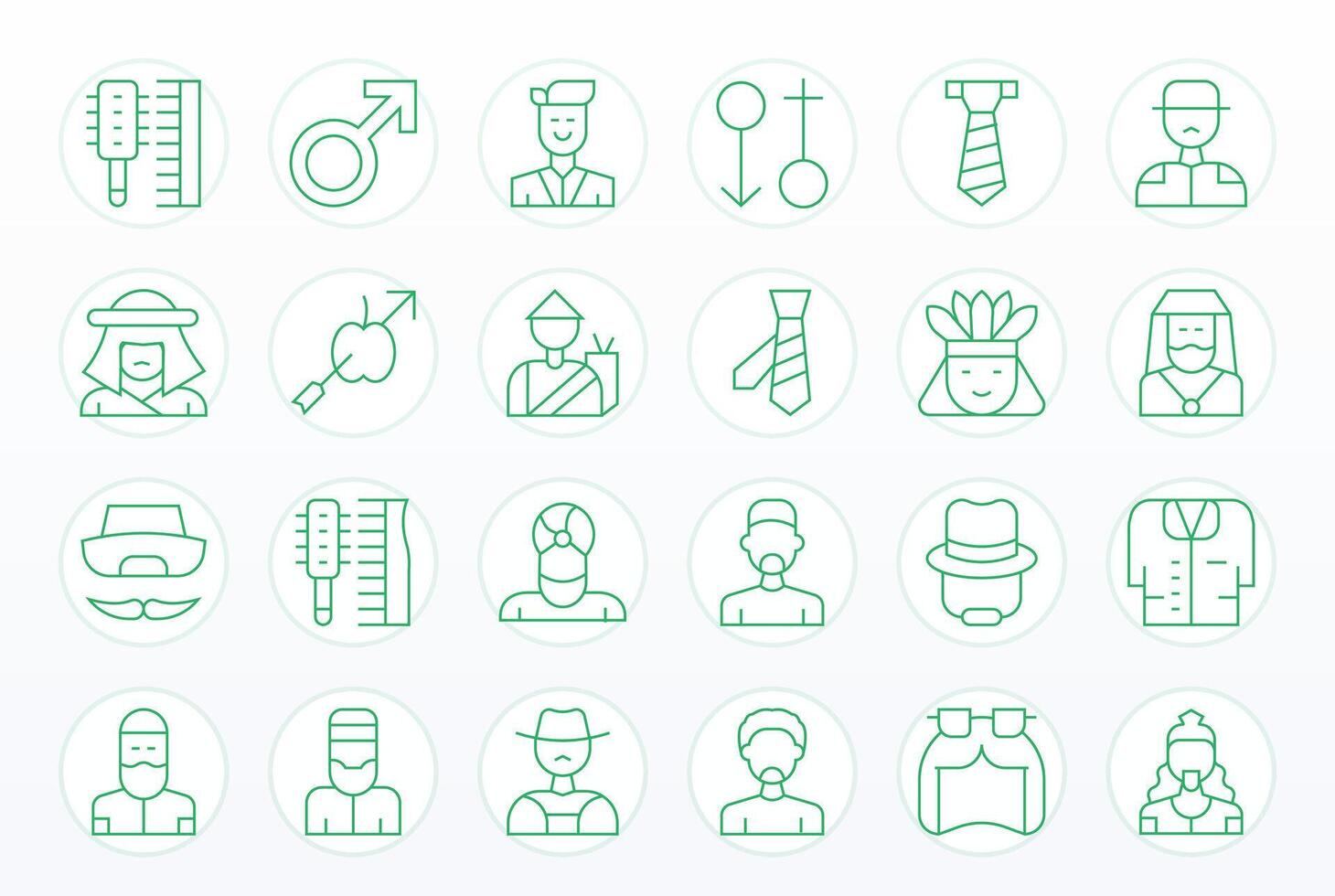 24 High Resolution Thin Line Icons optimized for Man Grid Fitted display vector
