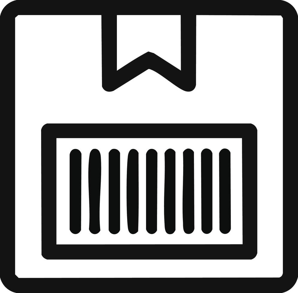 A simple icon of a package with a barcode. vector