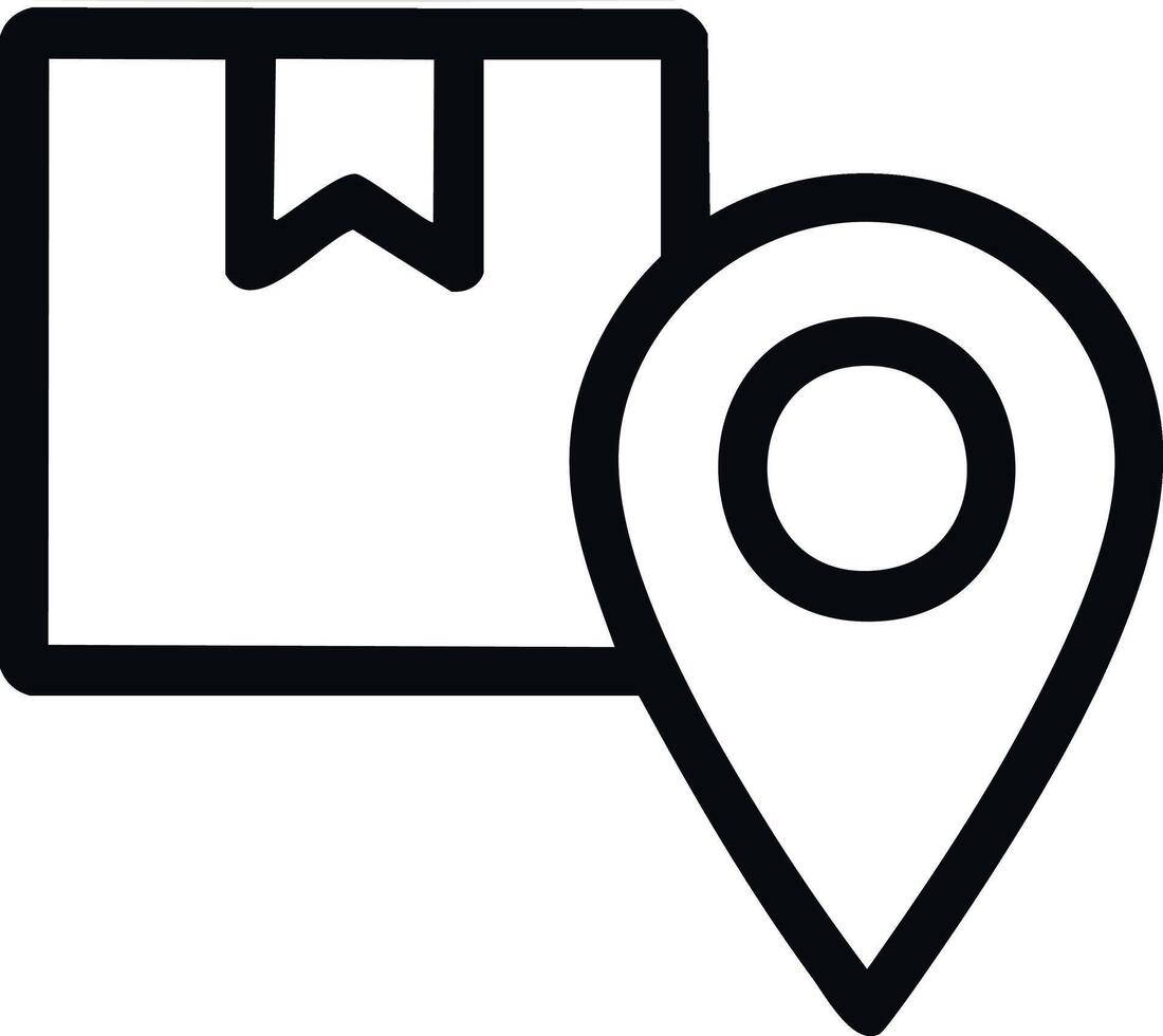 minimalist icon of a box with a location pin icon. vector