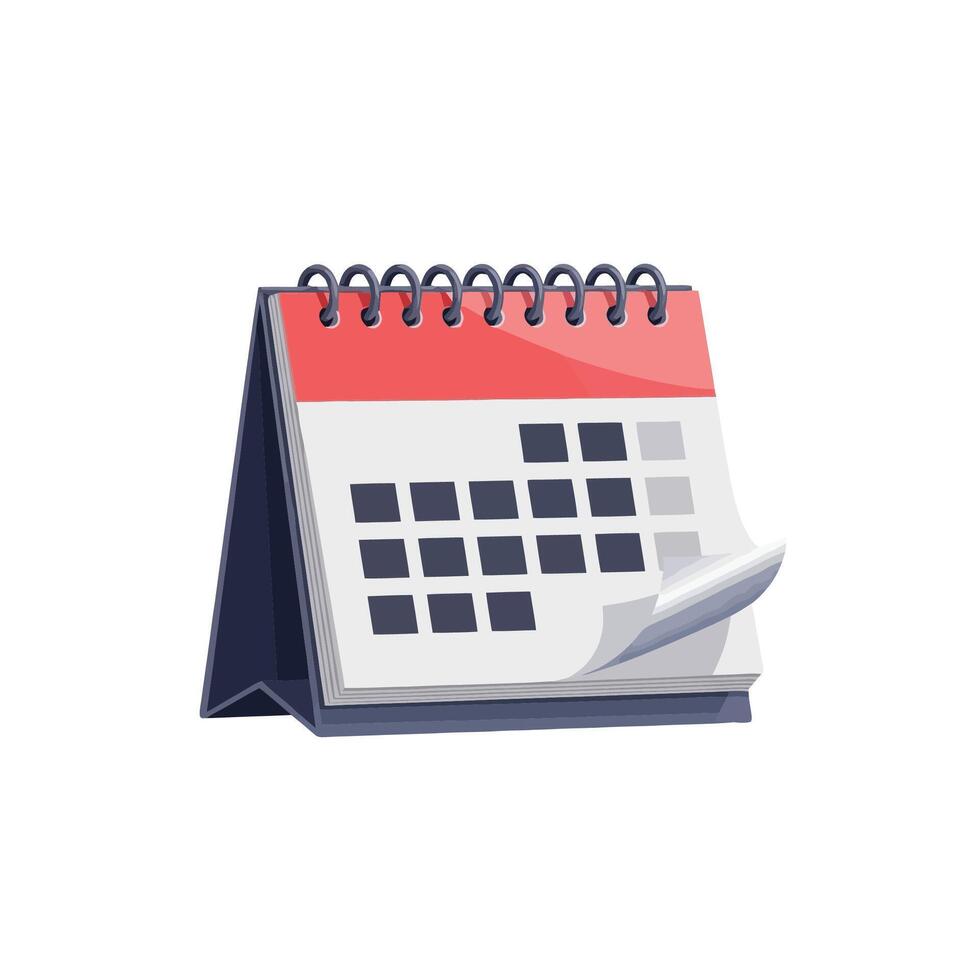 Plan your week ahead with this desktop calendar illustration for scheduling and organization vector