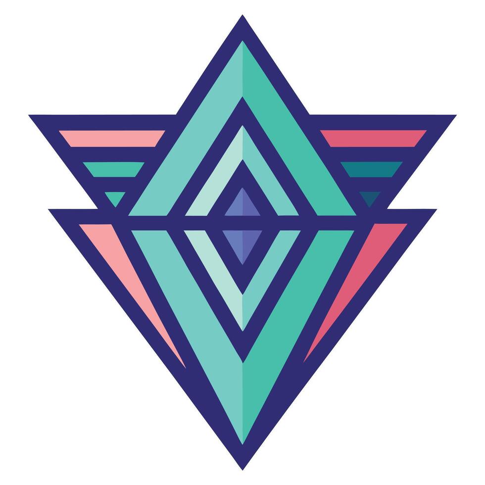 Geometric Abstract Dragonfly-like Shape with Teal and Pink Hues vector