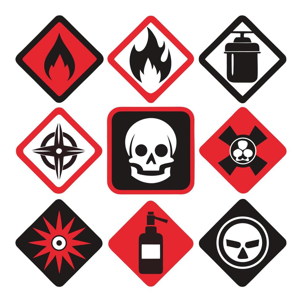 Symbols of Hazard Navigating Danger Through Universal Warning Icons and Signs vector